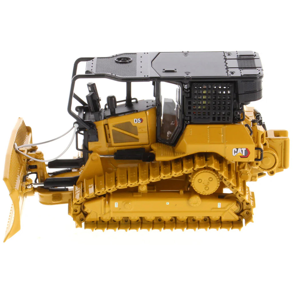 Model of a Caterpillar D5 XR Track-Type Fire Suppression Dozer with Winch on a White Background