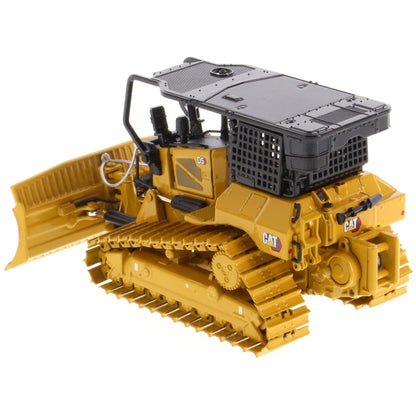 Model of a Caterpillar D5 XR Track-Type Fire Suppression Dozer with Winch on a White Background