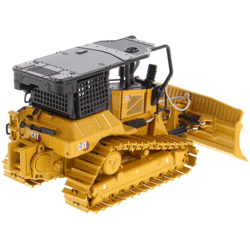 Model of a Caterpillar D5 XR Track-Type Fire Suppression Dozer with Winch on a White Background