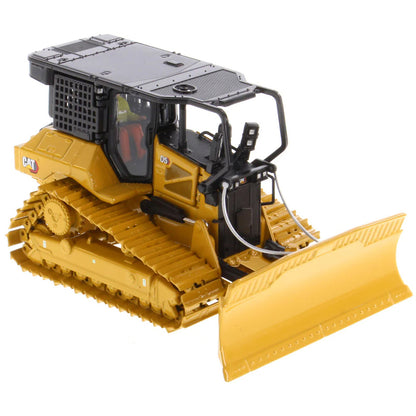 Model of a Caterpillar D5 XR Track-Type Fire Suppression Dozer with Winch on a White Background