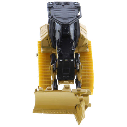 Model of a Caterpillar D5 Track-Type Dozer with Rear Ripper, Fine Grading Undercarriage, & Foldable Blade on a White Background