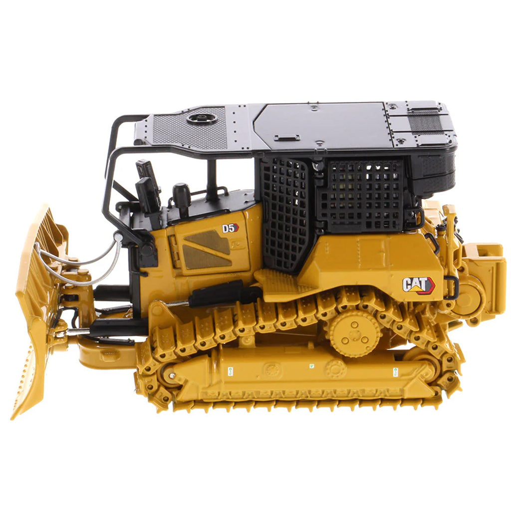 Model of a Caterpillar D5 XR Track-Type Fire Suppression Dozer with Winch on a White Background