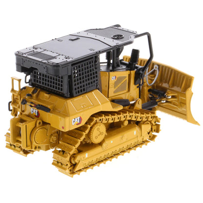 Model of a Caterpillar D5 XR Track-Type Fire Suppression Dozer with Winch on a White Background