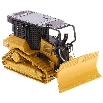 Model of a Caterpillar D5 XR Track-Type Fire Suppression Dozer with Winch on a White Background