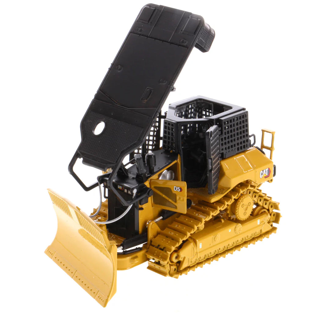 Model of a Caterpillar D5 XR Track-Type Fire Suppression Dozer with Winch on a White Background