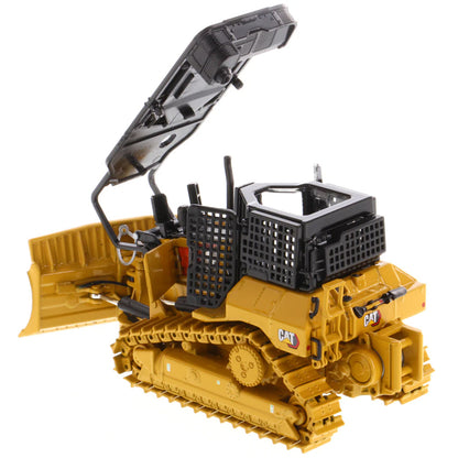 Model of a Caterpillar D5 XR Track-Type Fire Suppression Dozer with Winch on a White Background