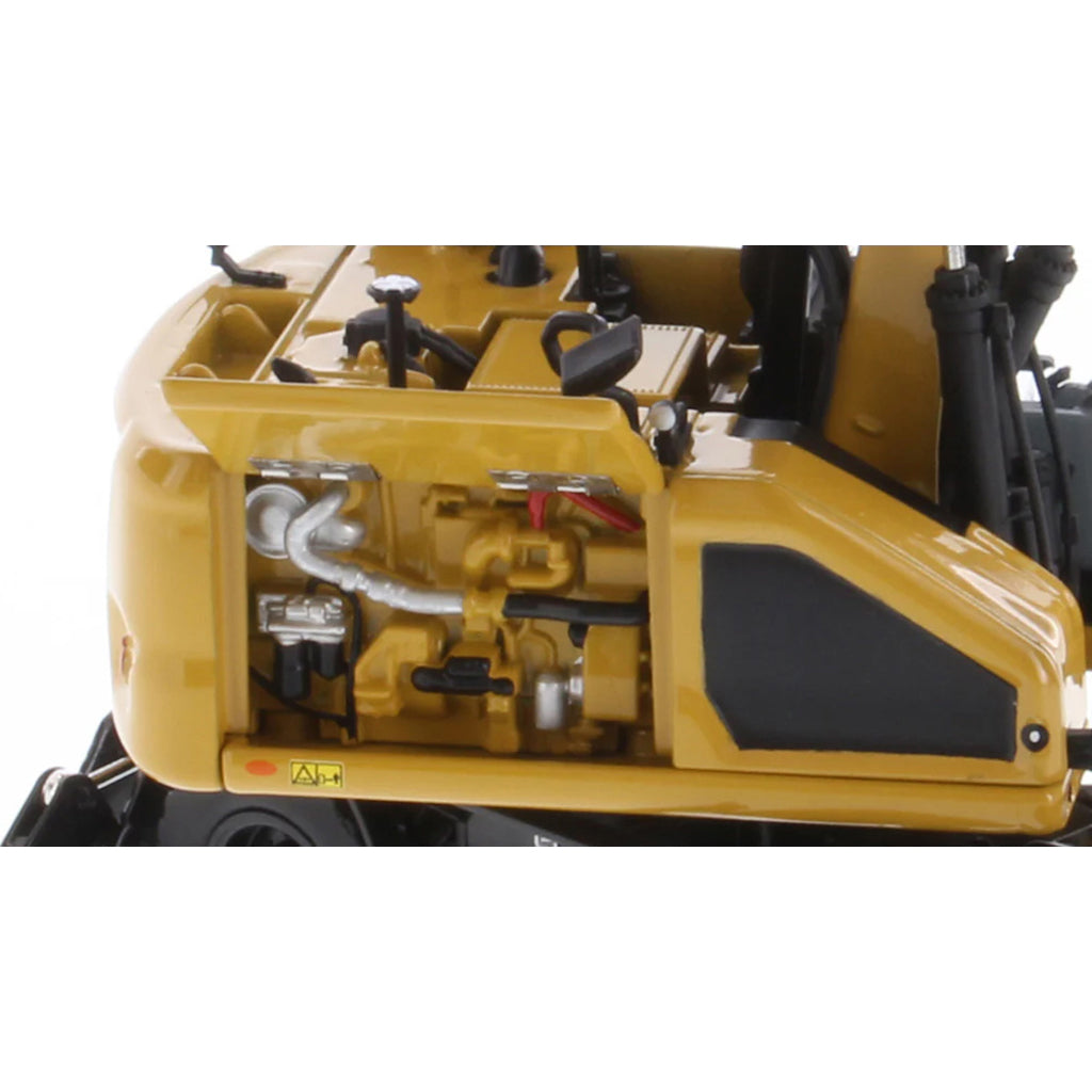 Model of a Caterpillar M318 Wheeled Excavator on a White Background