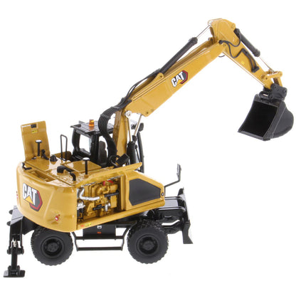 Model of a Caterpillar M318 Wheeled Excavator on a White Background