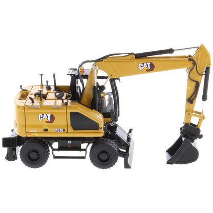 Model of a Caterpillar M318 Wheeled Excavator on a White Background