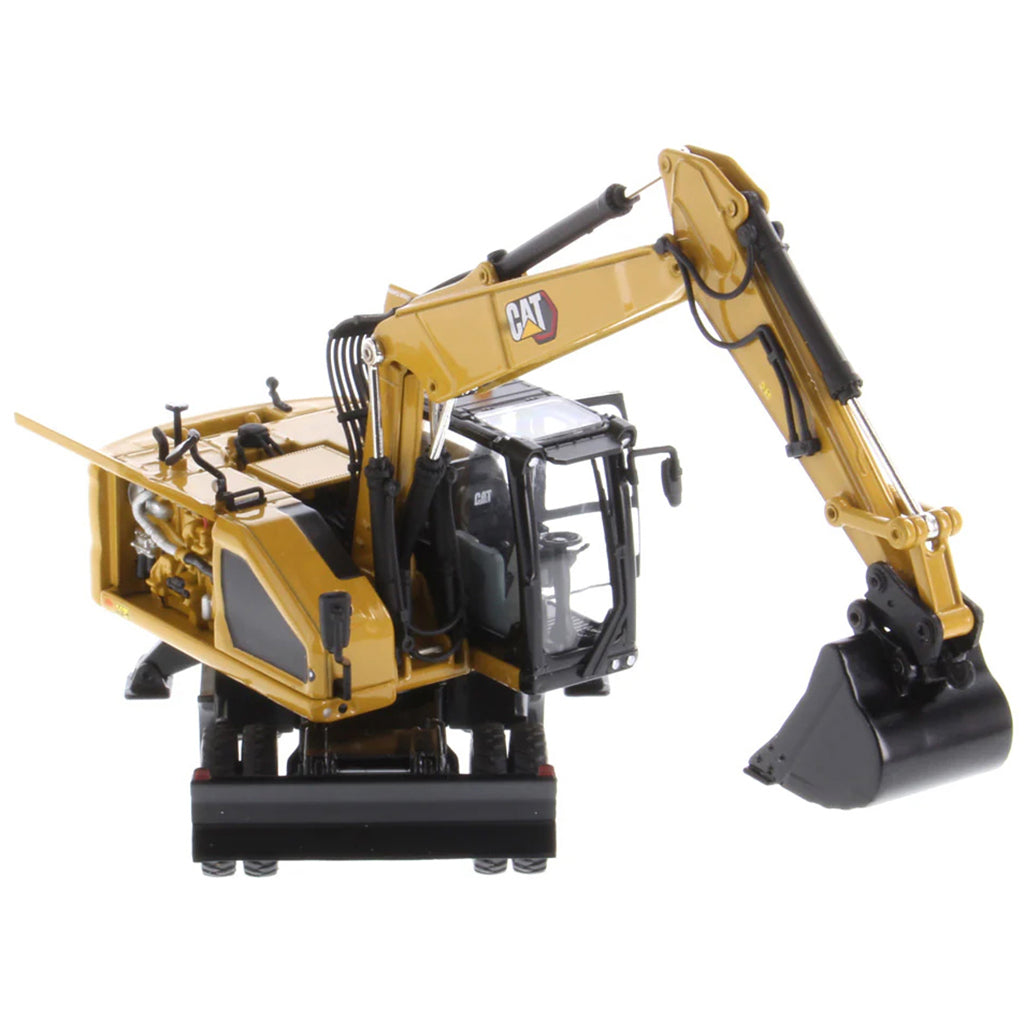 Model of a Caterpillar M318 Wheeled Excavator on a White Background