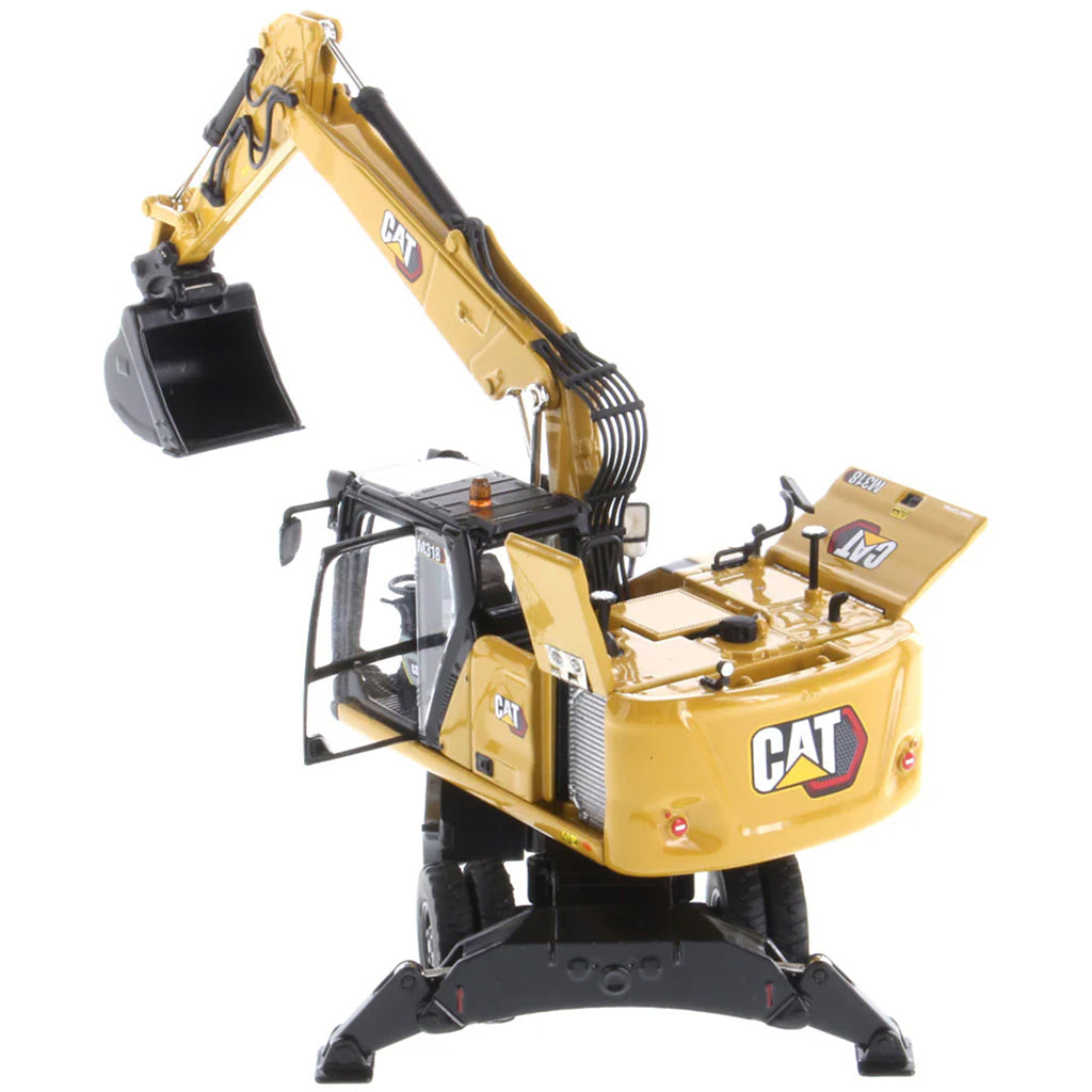 Model of a Caterpillar M318 Wheeled Excavator on a White Background
