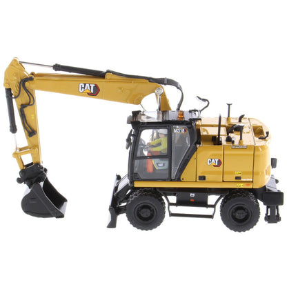 Model of a Caterpillar M318 Wheeled Excavator on a White Background
