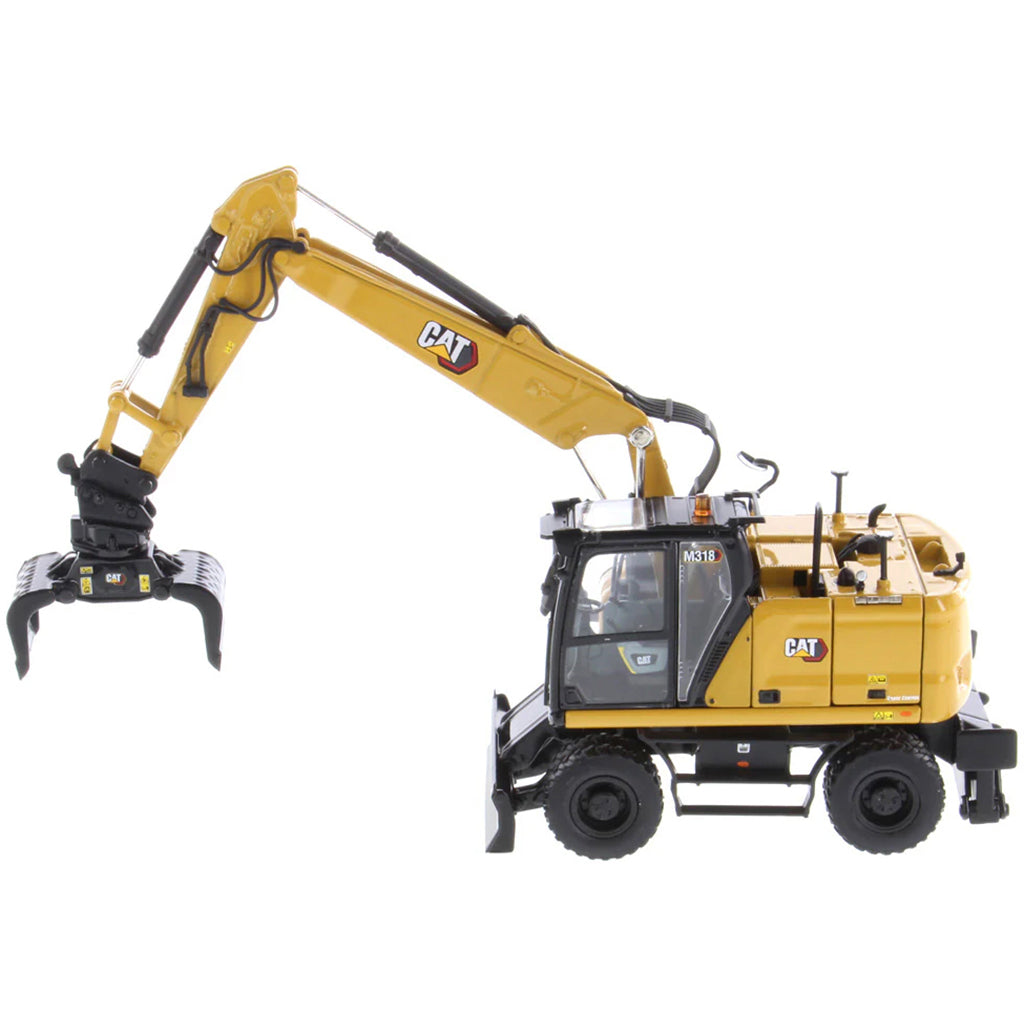Model of a Caterpillar M318 Wheeled Excavator on a White Background