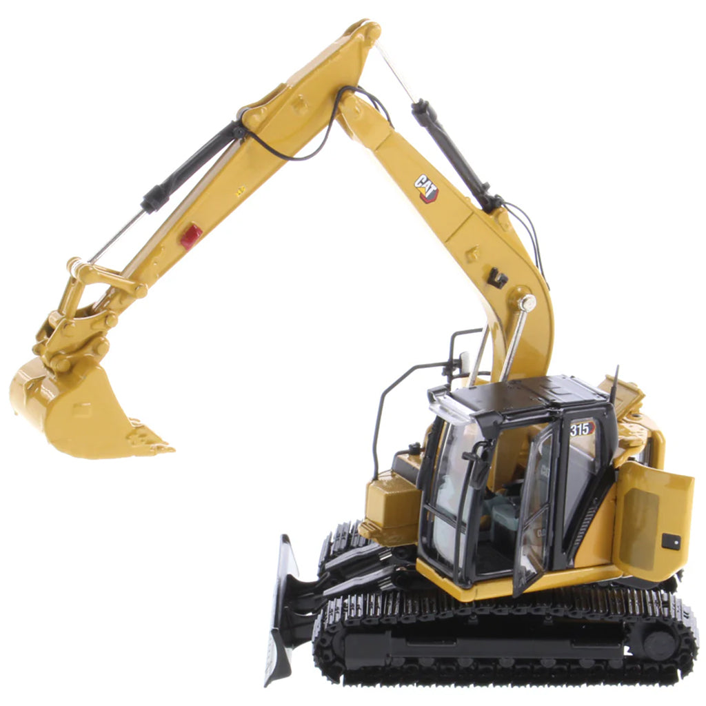 Model of a Caterpillar 315 Mini-Excavator on a White Background