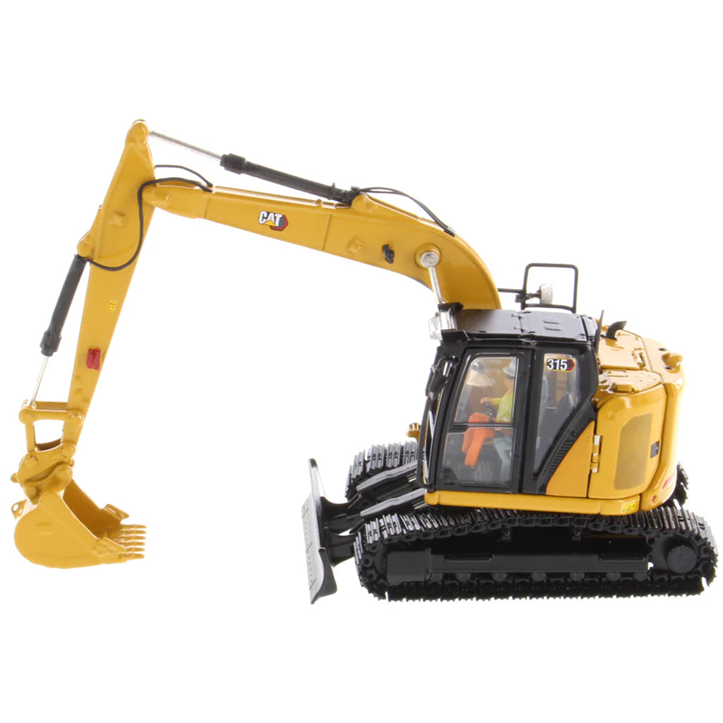 Model of a Caterpillar 315 Mini-Excavator on a White Background