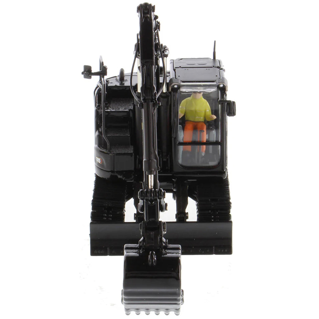 Model of a Caterpillar 315 Mini-Excavator in a Special Black Finish on a White Background