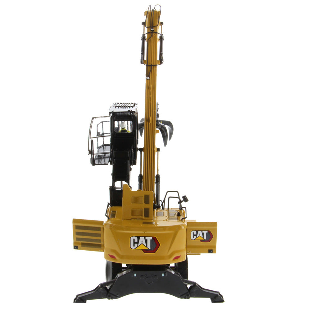 1:50 Scale Model of a Caterpillar MH3040 Material Handler on a White Background