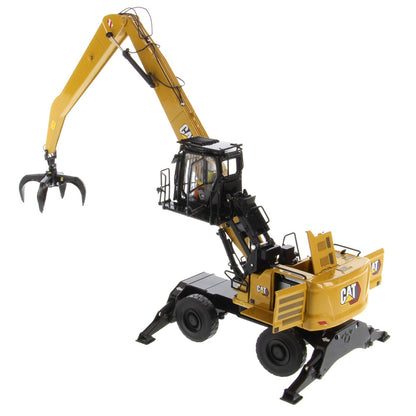 1:50 Scale Model of a Caterpillar MH3040 Material Handler on a White Background
