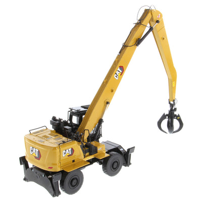 1:50 Scale Model of a Caterpillar MH3040 Material Handler on a White Background