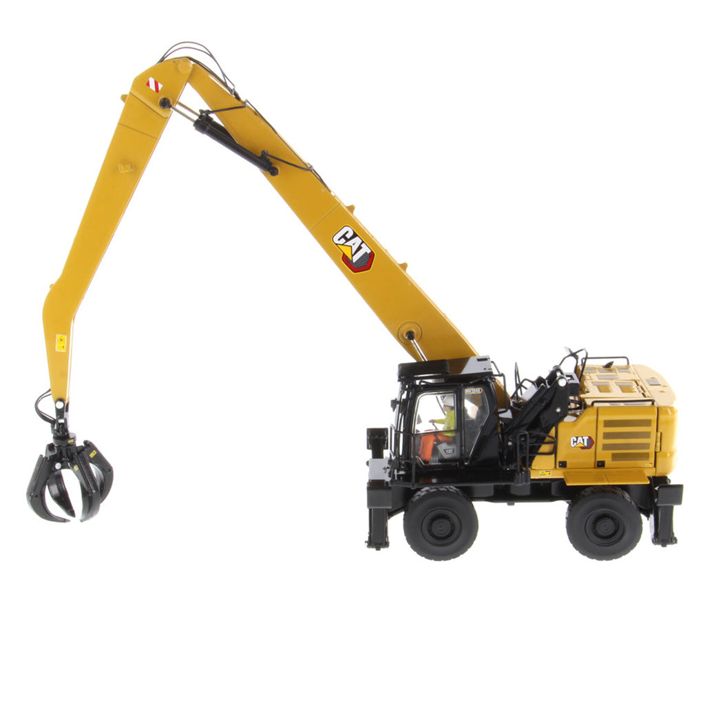 1:50 Scale Model of a Caterpillar MH3040 Material Handler on a White Background