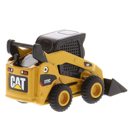 Mini Model of a Cat Yellow Caterpillar 272C Skid Steer Loader on a White Background