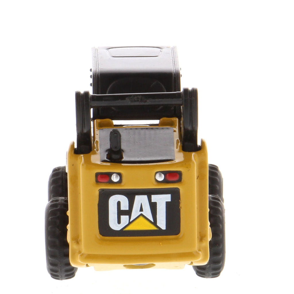 Mini Model of a Cat Yellow Caterpillar 272C Skid Steer Loader on a White Background