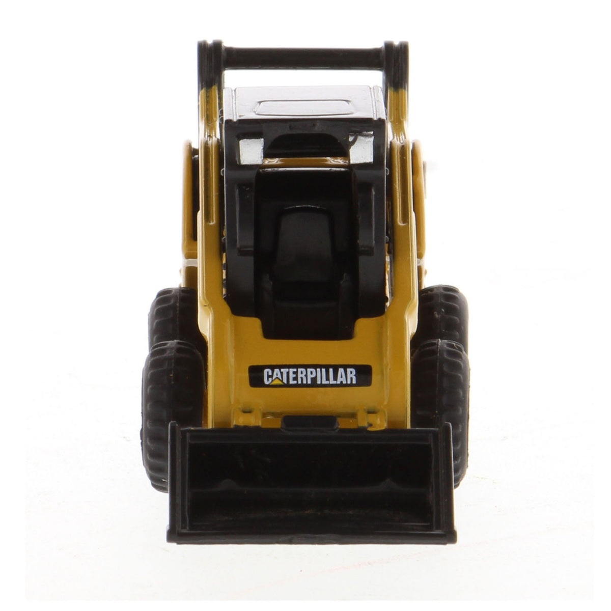 Mini Model of a Cat Yellow Caterpillar 272C Skid Steer Loader on a White Background