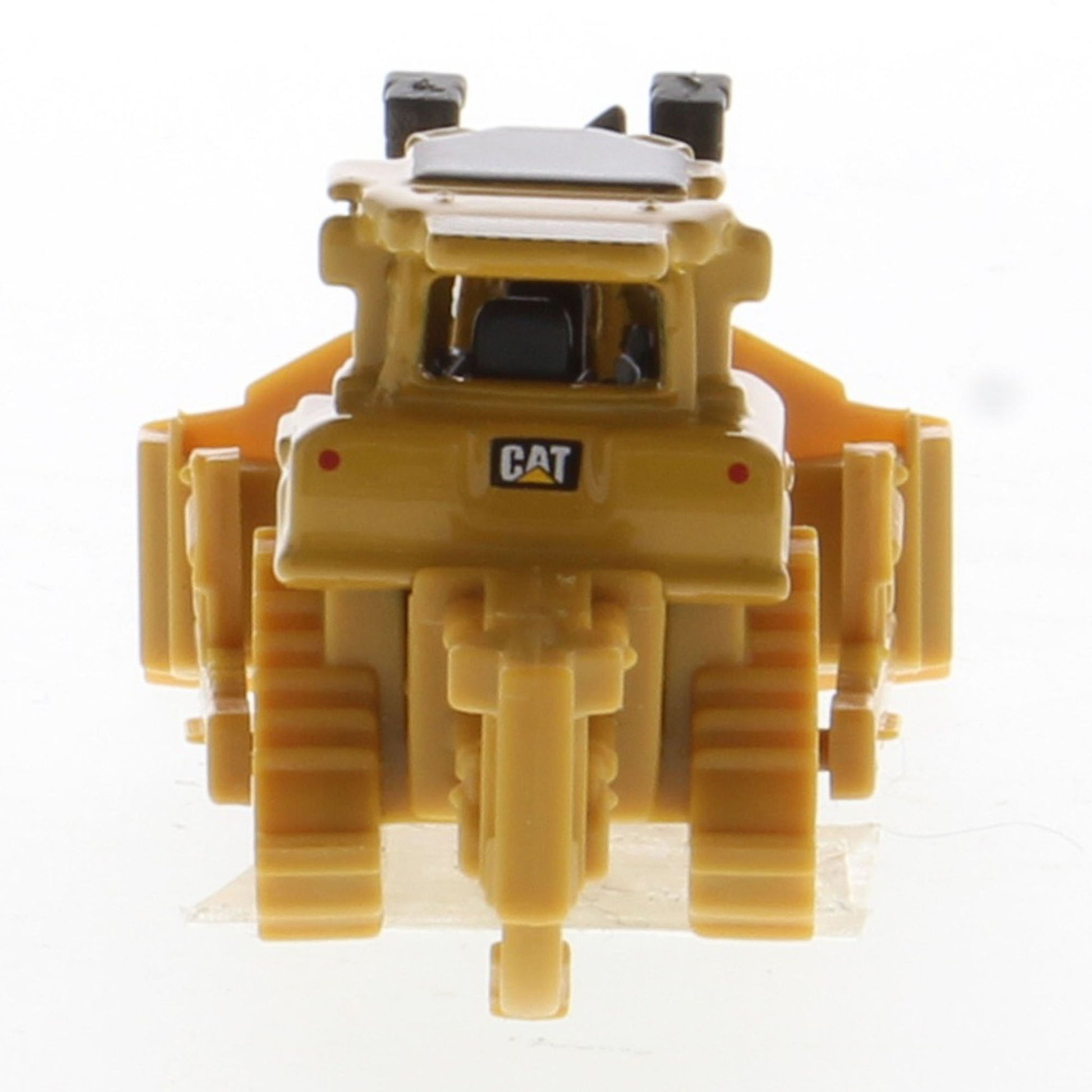 Mini Model of a CAT Yellow Caterpillar D8T Track-Type Dozer with Rear Ripper on a White Background