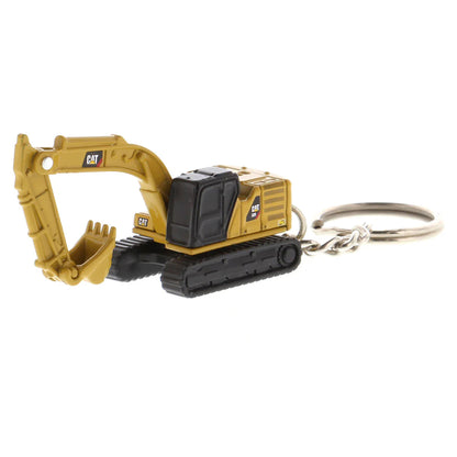 Caterpillar 320 Hydraulic Excavator Keychain on a white background