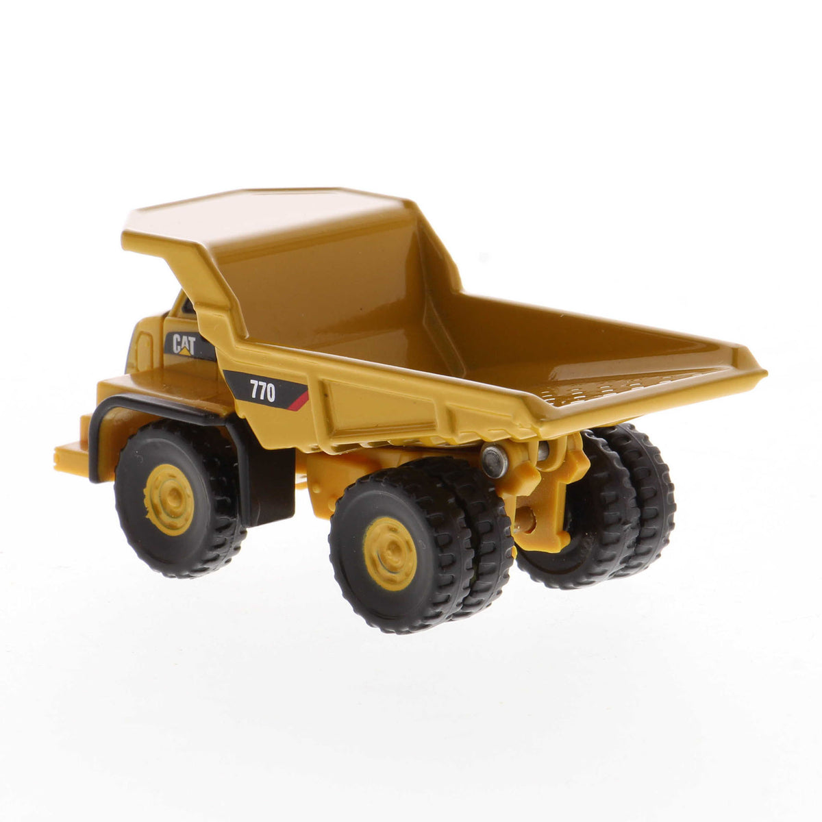 Mini Model of a Caterpillar 770 Off-Highway Haul Truck on a White Background