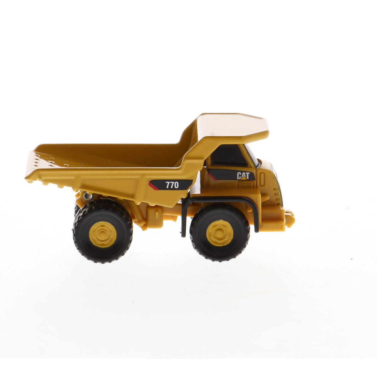 Mini Model of a Caterpillar 770 Off-Highway Haul Truck on a White Background