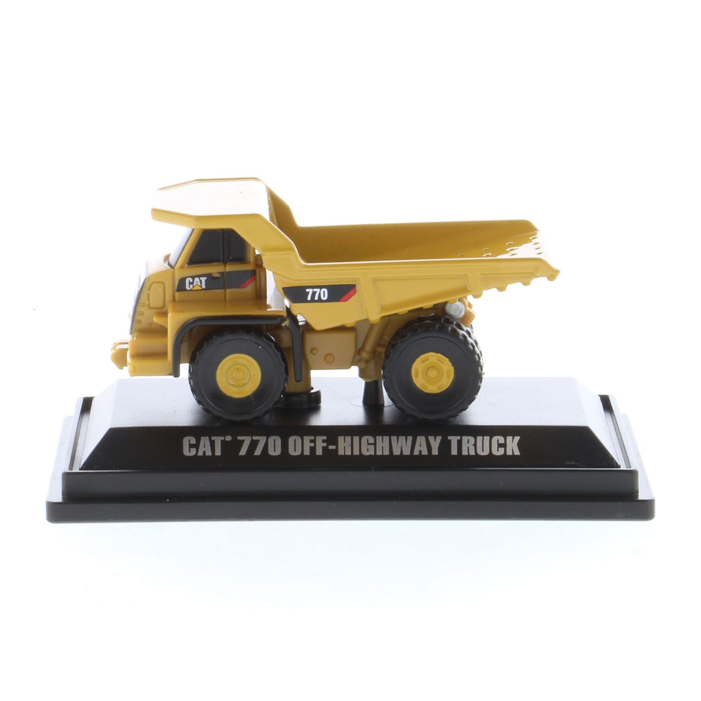 Mini Model of a Caterpillar 770 Off-Highway Haul Truck on a White Background