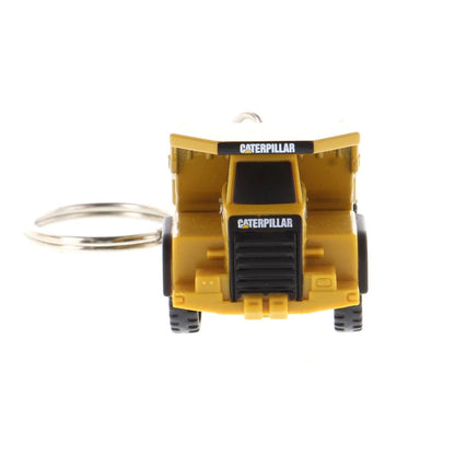 Caterpillar 770 Off-Highway Dump Truck Keychain on a White Background