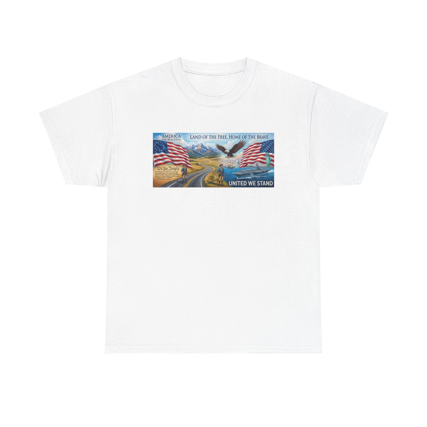 Old Glory American Flag 'United We Stand' Graphic Tee — "We The People" Back Print
