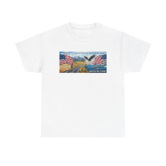 Old Glory American Flag 'United We Stand' Graphic Tee — "We The People" Back Print