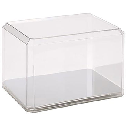 Clear display case on a white background