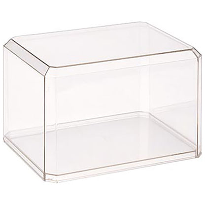 Clear acrylic display case on a white background