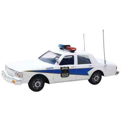 Model of an Indiana State Police car on a white background