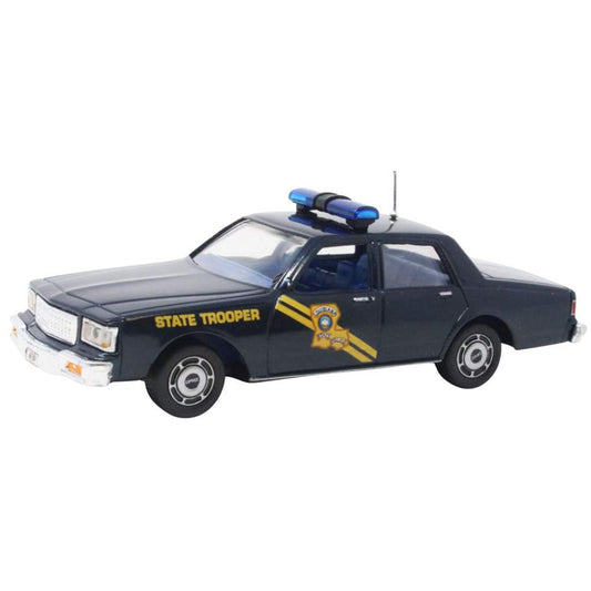 Model of a state trooper car on a white background