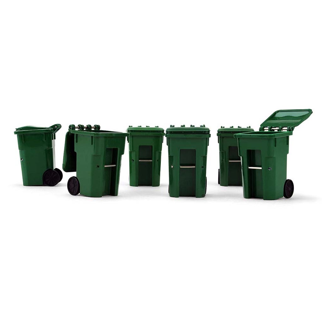 Trash Carts Side Load Dumpsters (Green) (6 Piece Set)