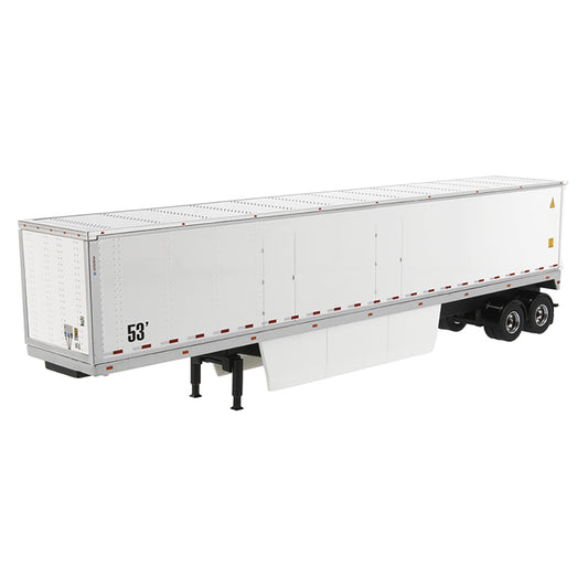 Model of a white 53' Dry Van Trailer on a White Background