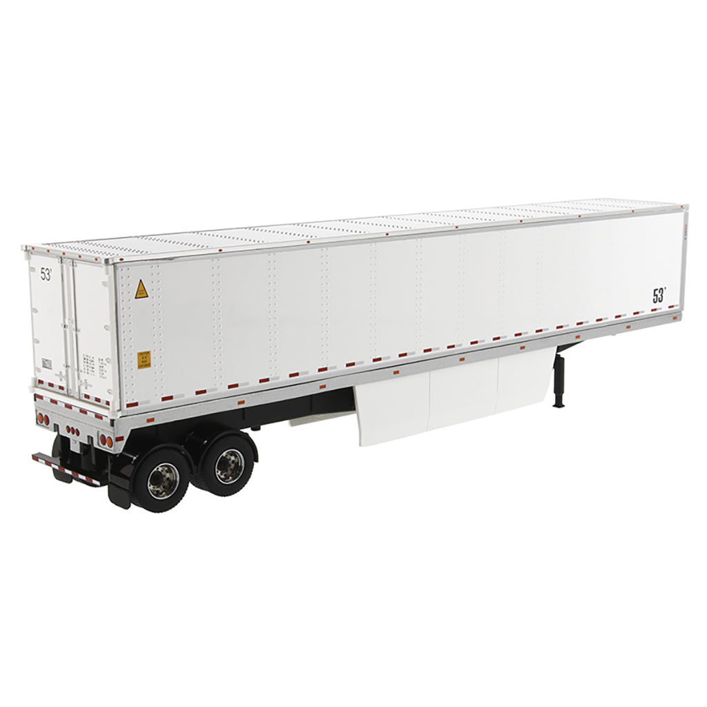 Model of a white 53' Dry Van Trailer on a White Background