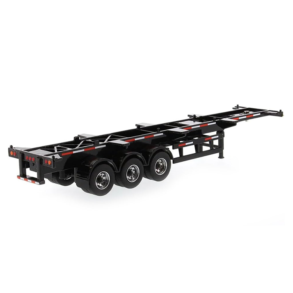 Black flatbed trailer on a white background
