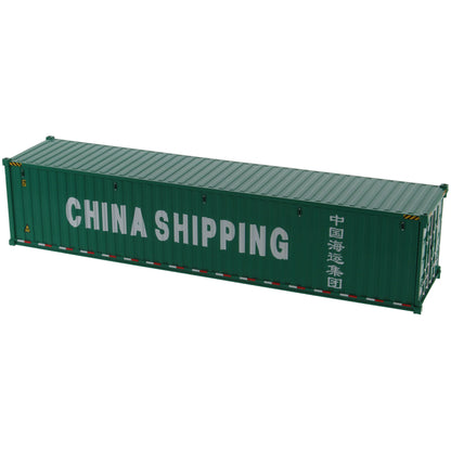 A green 40 foot shipping container with white 'CHINA SHIPPING' text and Chinese characters on the side, shown on a plain white background.