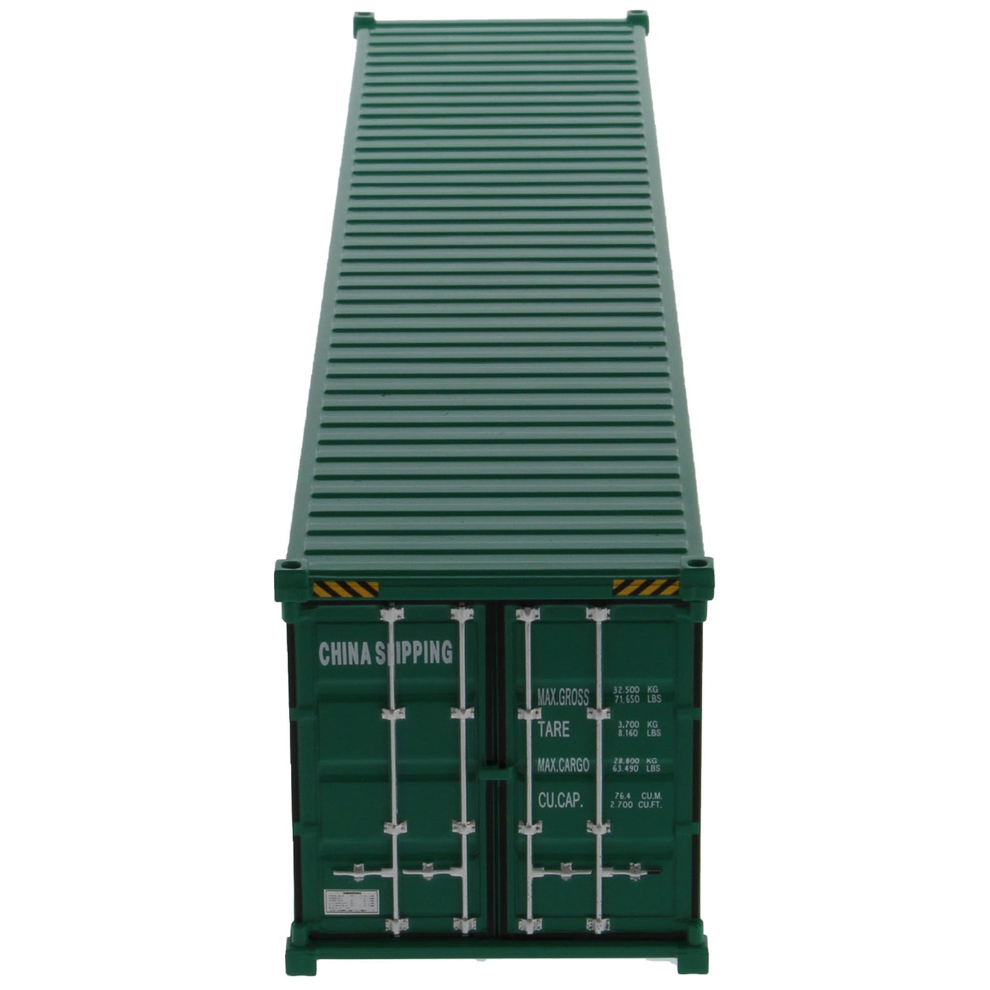 A green 40 foot shipping container with white 'CHINA SHIPPING' text and Chinese characters on the side, shown on a plain white background.
