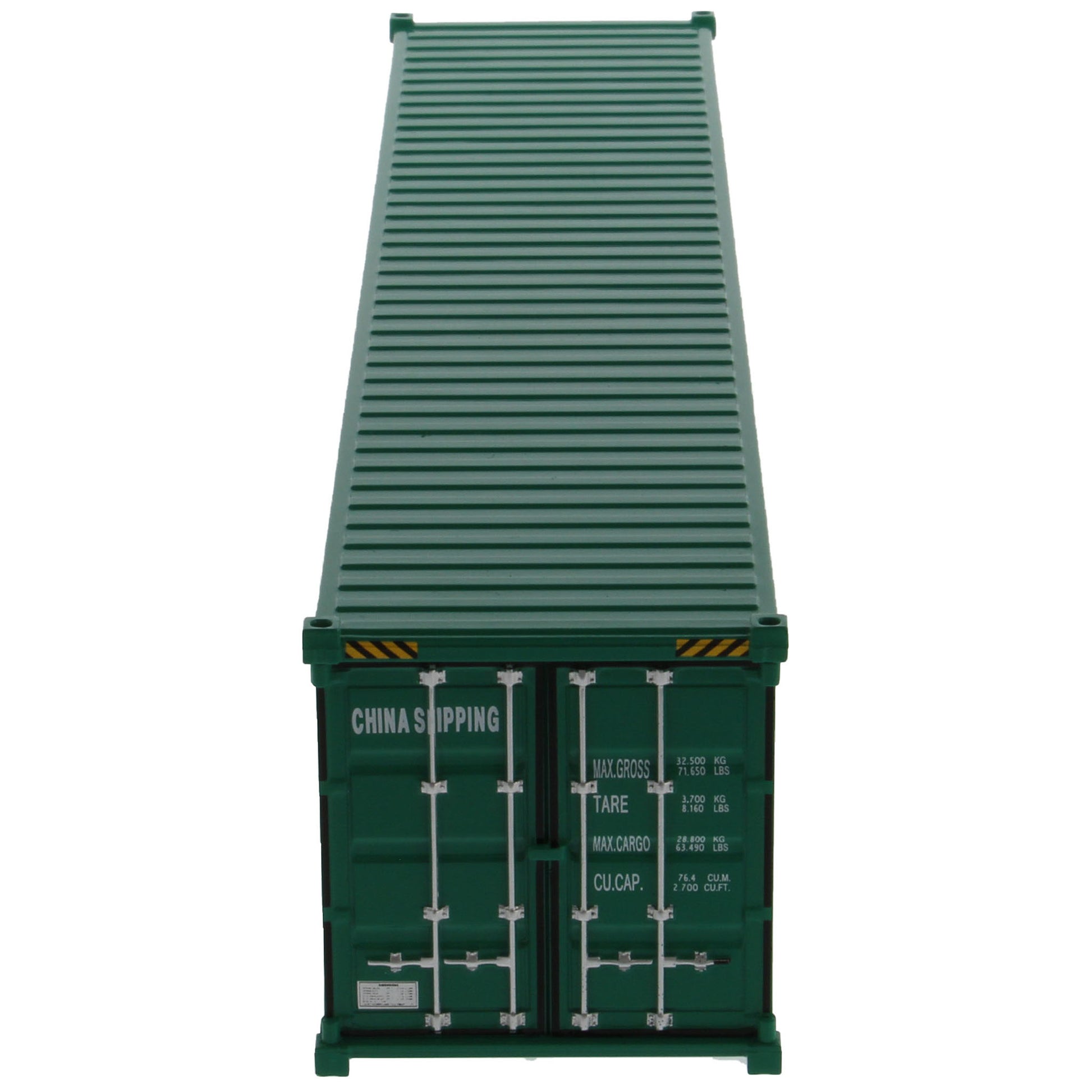 A green 40 foot shipping container with white 'CHINA SHIPPING' text and Chinese characters on the side, shown on a plain white background.