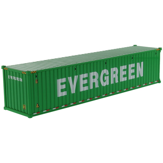 A green shipping container with large white 'EVERGREEN' lettering on the side, shown at an angle on a plain white background.