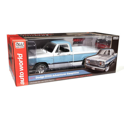 1977 Dodge D100 Adventurer Sweptline Pickup Truck (Light Blue/White)