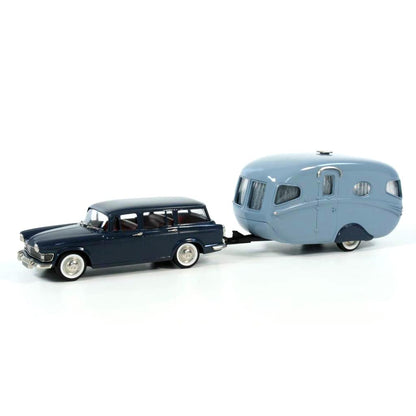 1961 Humber Super Snipe Estate Station Wagon (Blue) w/1956 Willerby Vogue Travel Trailer (Blue)