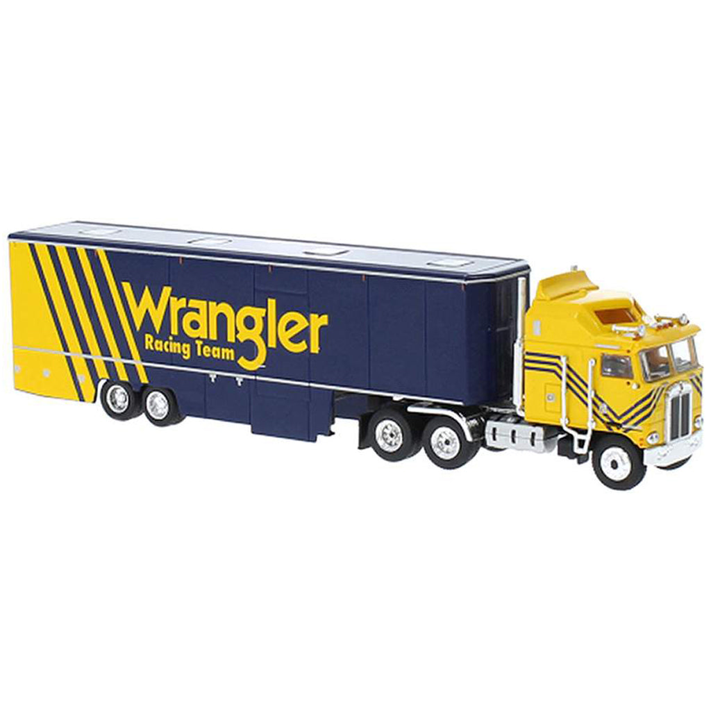 1980 Kenworth K-100 Aerodyne Racing Transporter "Wrangler Racing Team" (Blue/Yellow)